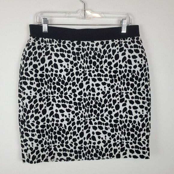 Ann Taylor Pencil Skirt Womens 10 White Black Abstract Leopard Lined Back Zip - Picture 6 of 10